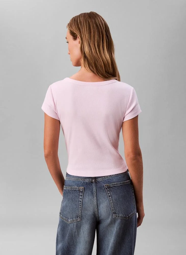 Calvin Klein Jeans Graphic Cropped Crew Neck T-Shirt