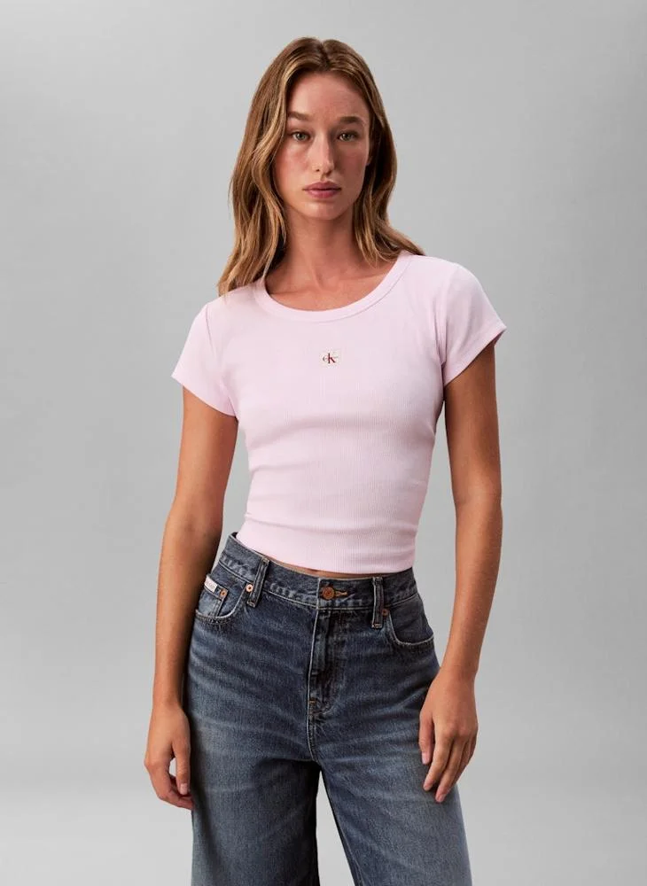 Calvin Klein Jeans Graphic Cropped Crew Neck T-Shirt