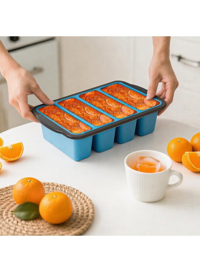 GORCI Silicone Freezer Tray With Lid, 8 Large 1 Cup Soup Freezer Molds, Soup Freezer Container for Meal Prepping, Large Ice Cube Tray， Perfect for Storing Leftovers, Sauces, Lasagna, 2-Pack - Image 3