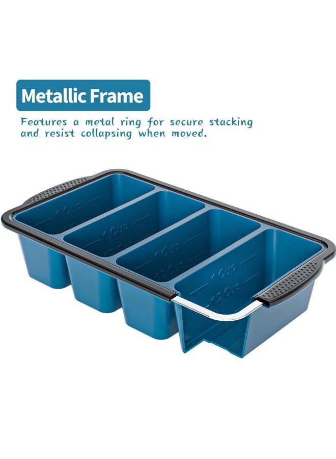 GORCI Silicone Freezer Tray With Lid, 8 Large 1 Cup Soup Freezer Molds, Soup Freezer Container for Meal Prepping, Large Ice Cube Tray， Perfect for Storing Leftovers, Sauces, Lasagna, 2-Pack - Image 2
