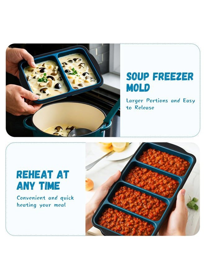 GORCI Silicone Freezer Tray With Lid, 8 Large 1 Cup Soup Freezer Molds, Soup Freezer Container for Meal Prepping, Large Ice Cube Tray， Perfect for Storing Leftovers, Sauces, Lasagna, 2-Pack - Image 4