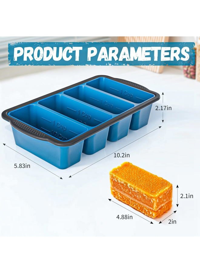 GORCI Silicone Freezer Tray With Lid, 8 Large 1 Cup Soup Freezer Molds, Soup Freezer Container for Meal Prepping, Large Ice Cube Tray， Perfect for Storing Leftovers, Sauces, Lasagna, 2-Pack - Image 5