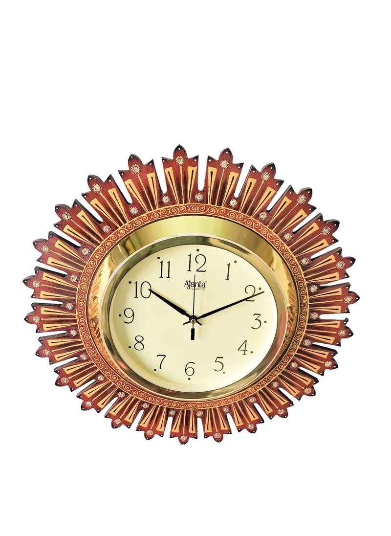 Generic - Handicraft Vintage Desinger Wall Clock Design for Home Hall Living Room Decor Office Kids Bedroom Stylish Ethnic Antique Decorative Brown Colour with Glass - Image 1