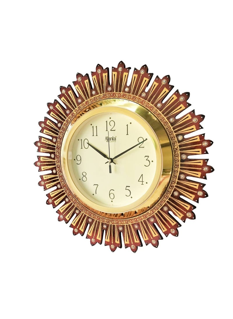 Generic - Handicraft Vintage Desinger Wall Clock Design for Home Hall Living Room Decor Office Kids Bedroom Stylish Ethnic Antique Decorative Brown Colour with Glass - Image 1