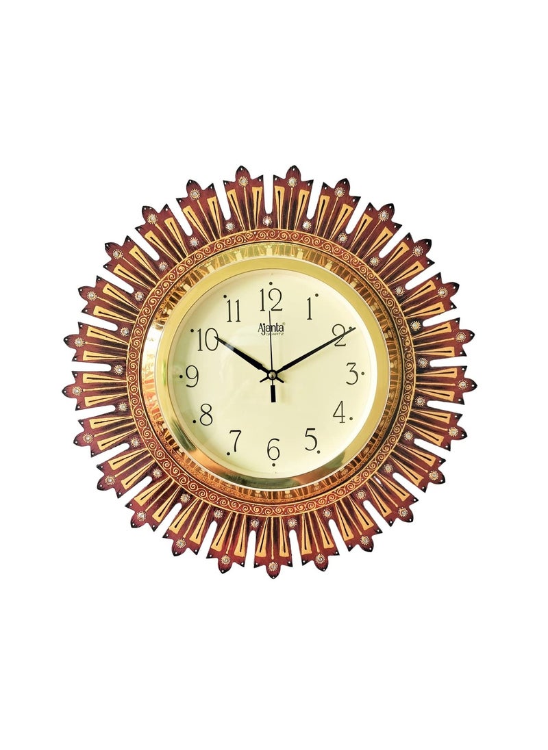 Generic - Handicraft Vintage Desinger Wall Clock Design for Home Hall Living Room Decor Office Kids Bedroom Stylish Ethnic Antique Decorative Brown Colour with Glass - Image 1