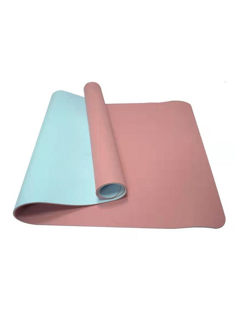 Generic Portable Dual Layers Yoga Mat Anti slip Yoga Fitness Gymnastics Mats Exercise Mat Pink and Blue 80x60cm  - Image 2