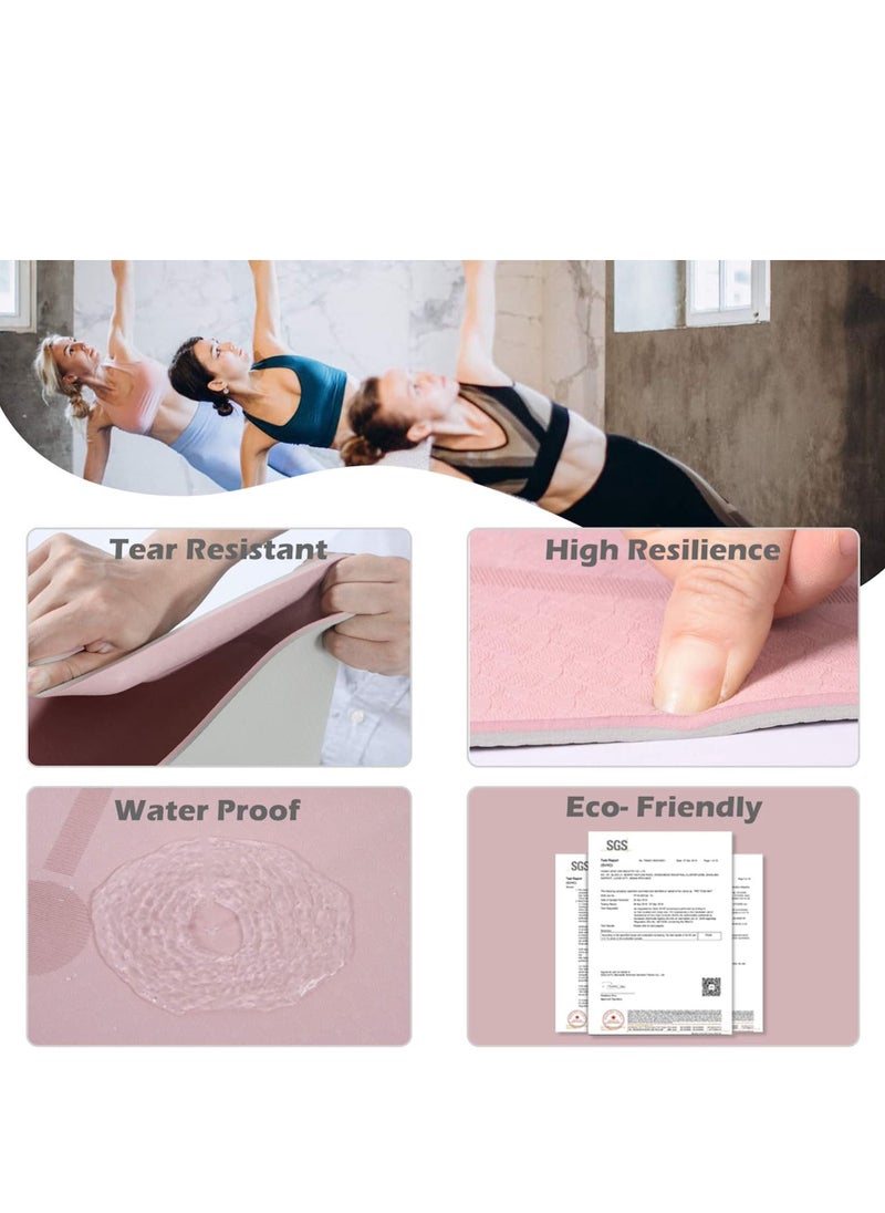 Generic Portable Dual Layers Yoga Mat Anti slip Yoga Fitness Gymnastics Mats Exercise Mat Pink and Blue 80x60cm  - Image 3