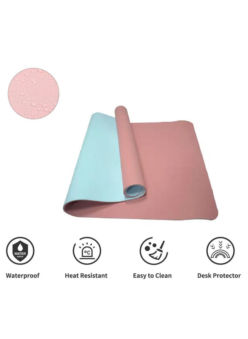 Generic Portable Dual Layers Yoga Mat Anti slip Yoga Fitness Gymnastics Mats Exercise Mat Pink and Blue 80x60cm  - Image 5