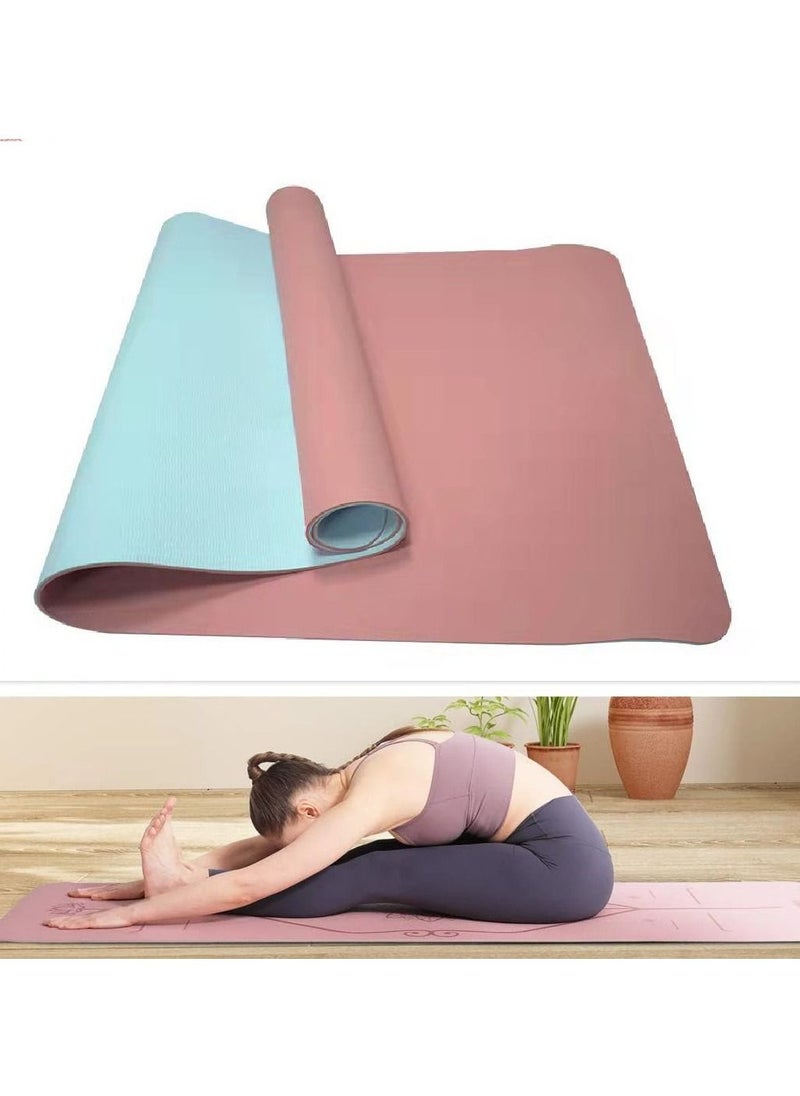 Generic Portable Dual Layers Yoga Mat Anti slip Yoga Fitness Gymnastics Mats Exercise Mat Pink and Blue 80x60cm  - Image 1