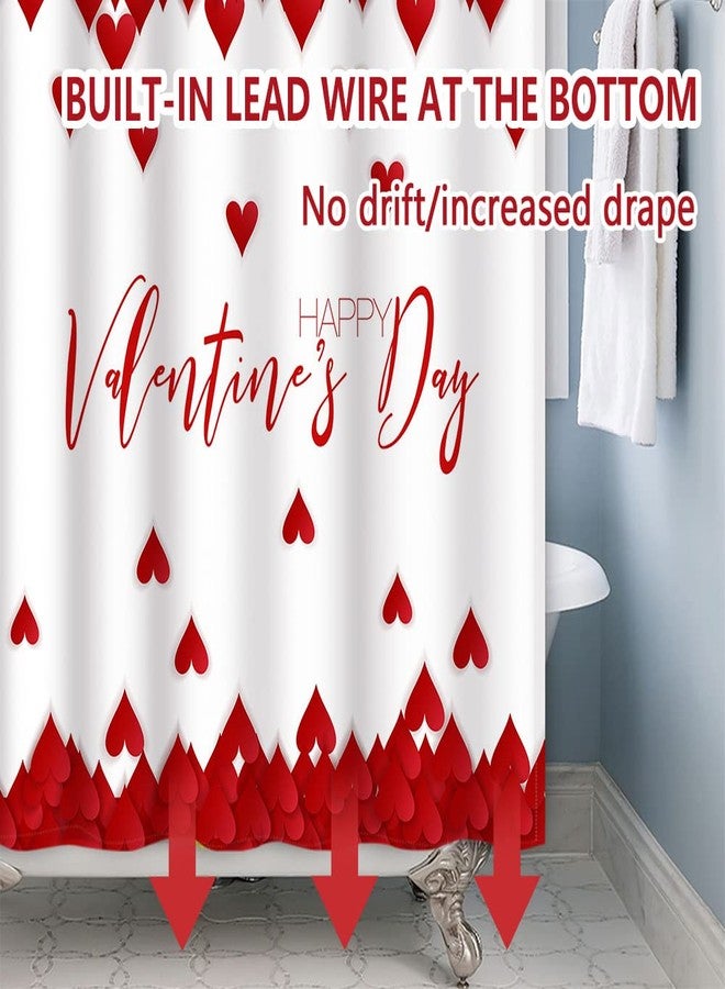 Umpoo Happy Valentine's Day Shower Curtain with Hooks Vintage Red Love Heart Shower Curtain for Valentines Day Festival Style Bathroom Decorative Waterproof Polyester Fabric, 72x72 Inch - Image 4