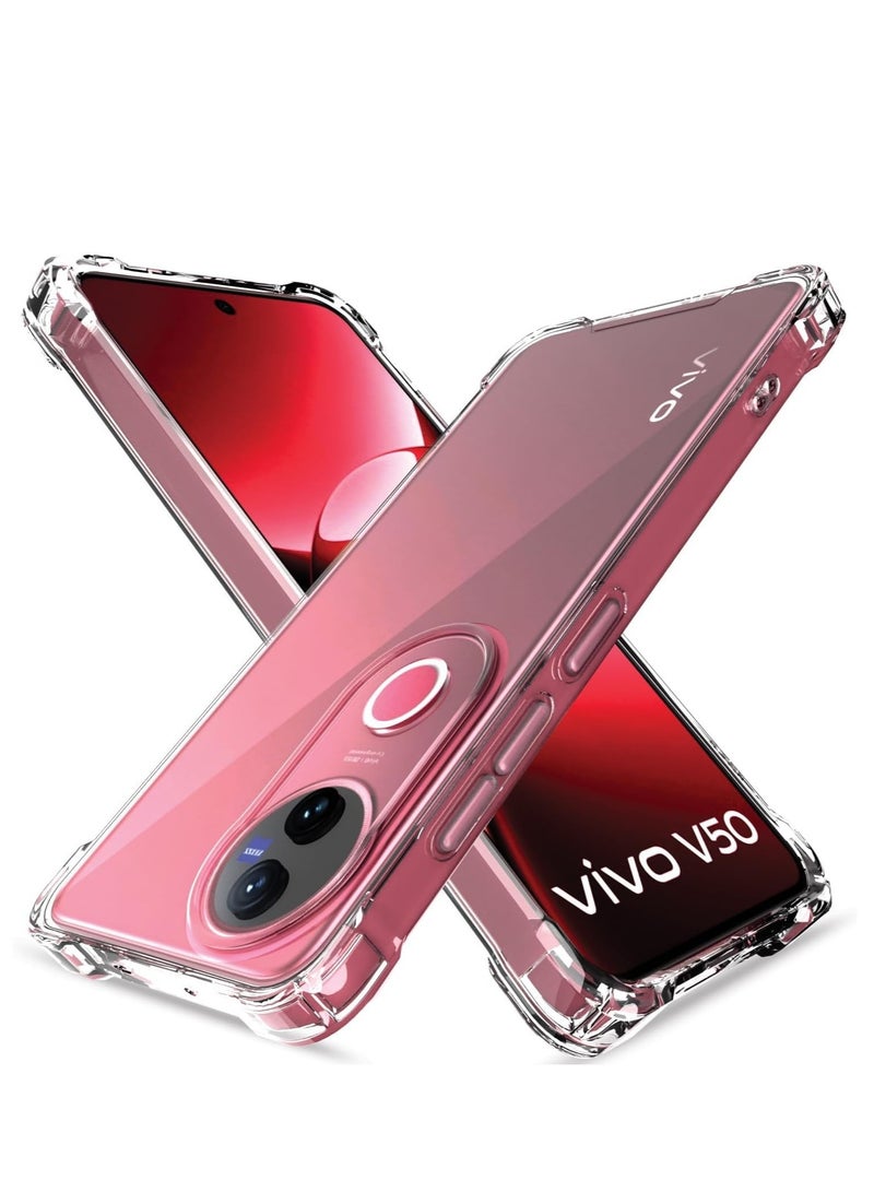 جراب متوافق مع هاتف Vivo V50 5G، غطاء سيليكون شفاف TPU Gorilla مضاد للصدمات وواقي للكاميرا وزوايا مقاومة للصدمات - شفاف - Image 1