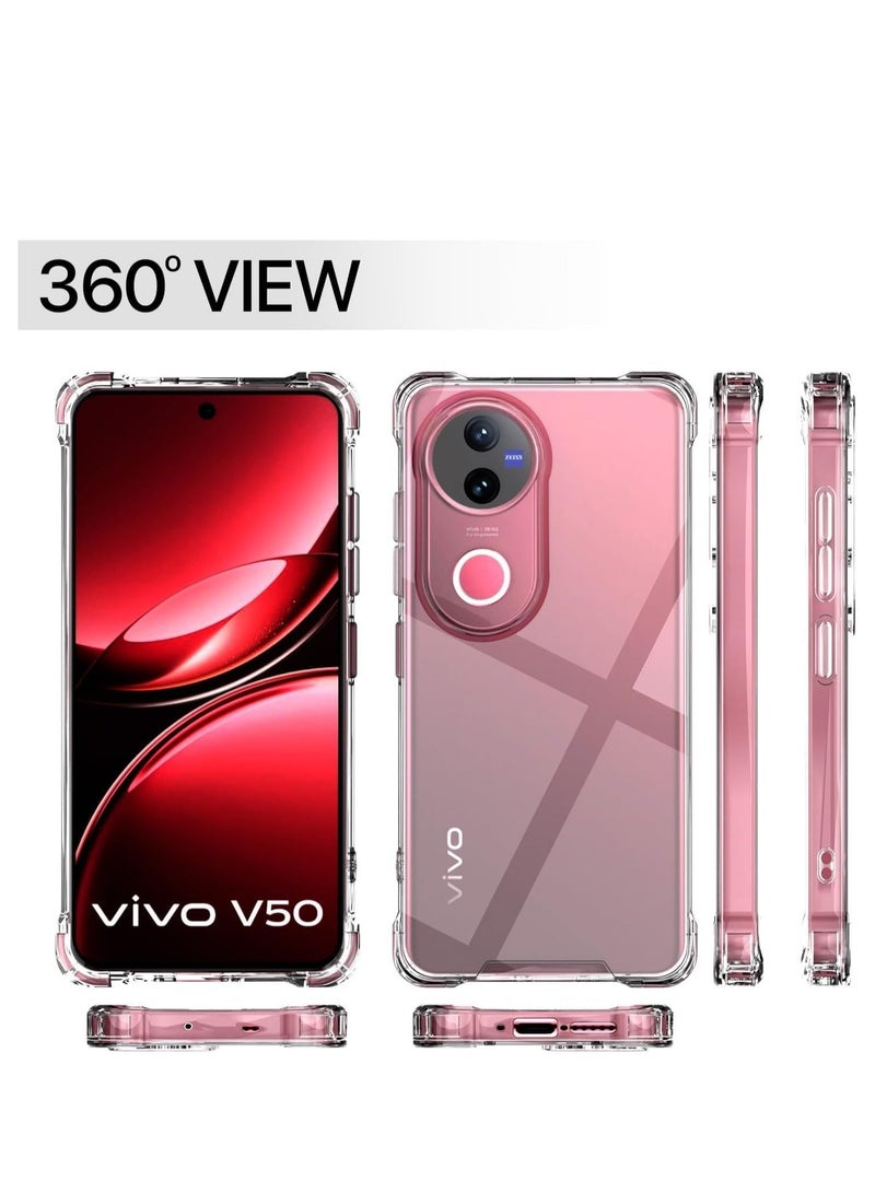 جراب متوافق مع هاتف Vivo V50 5G، غطاء سيليكون شفاف TPU Gorilla مضاد للصدمات وواقي للكاميرا وزوايا مقاومة للصدمات - شفاف - Image 2