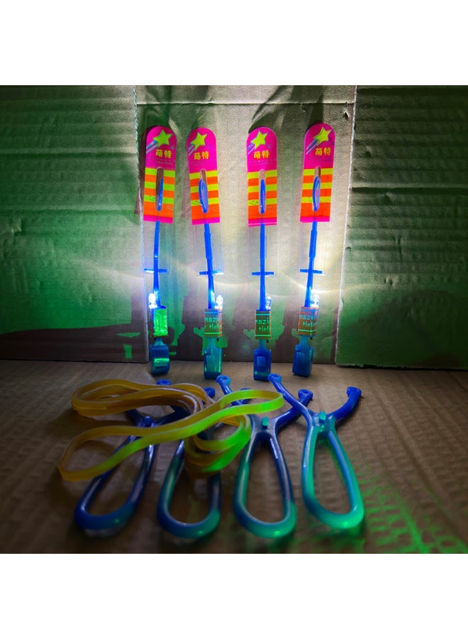 Glowing Bamboo Dragonfly Stall Toy Night Market Rocket Flashing Slingshot Arrow Glowing Toy Fun Play For Kids-Color:Meng Special Small Flying Arrow White Blue (Whistle)  - Image 1