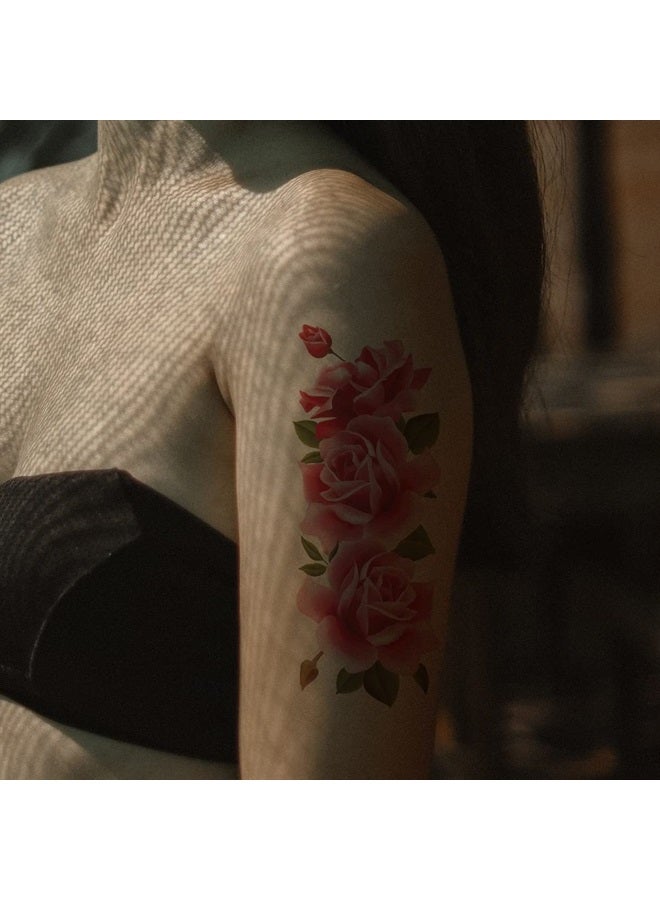 Oottati 8 Sheets Arm Flower Temporary Tattoos - Red Rose Lotus For Men and Women - Image 4