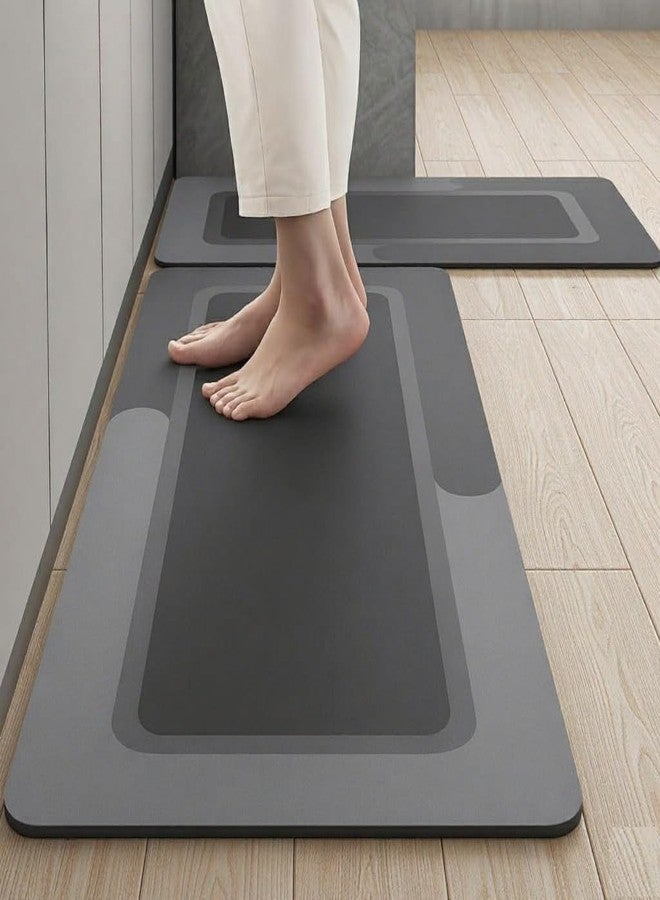 zEdx 2 Pcs Kitchen Mats Waterproof Memory Foam Standing Desk Floor Mat Non Slip Rugs Floor Carpets for Kitchen Home Office, Sink & Laundry Multicolor (118 * 38 cm, 58 * 38 cm) Cooking Time Design - Image 1