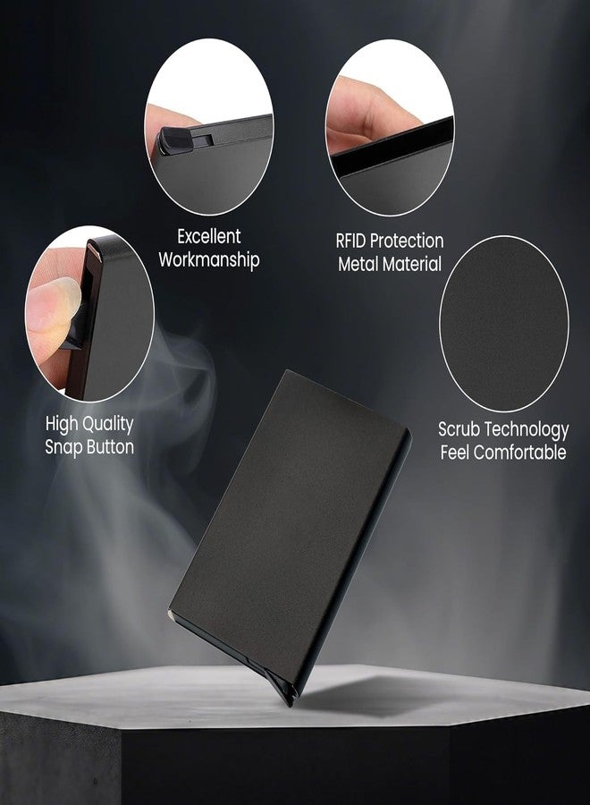 Stadash Pop-Up Card Holder Wallet, Black RFID Blocking Aluminium Slim Wallet for Men & Women, Compact Metal Card Holder Case, Smart Credit Card Wallet, Minimalist Debit and ATM Card Case - Image 3