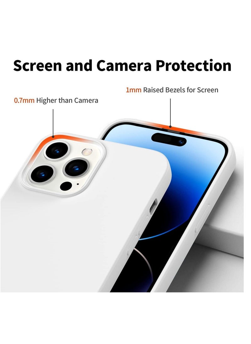Raxoom Designed For iPhone 14 Pro, Silicone Slim Shockproof Case with Soft Scratch Resistant Microfiber Liner, [Enhanced Camera Protection] 6.1"(White) - Image 3