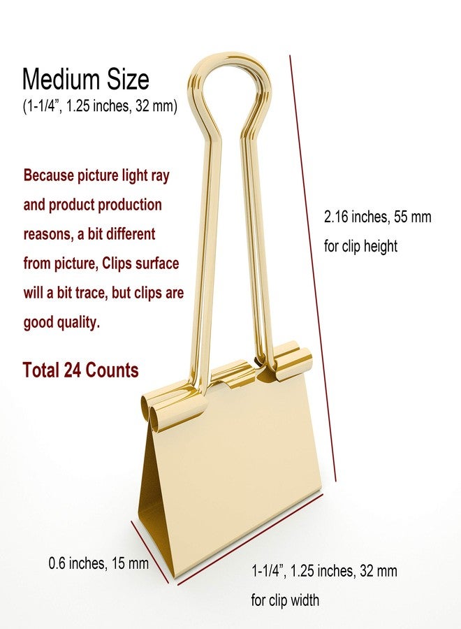 إن سي تايني ستور مشابك تثبيت الورق متوسطة الحجم من Nctinystore - 1-1/4 بوصة (1.25 بوصة) (ذهبي، 24 قطعة) - Image 2