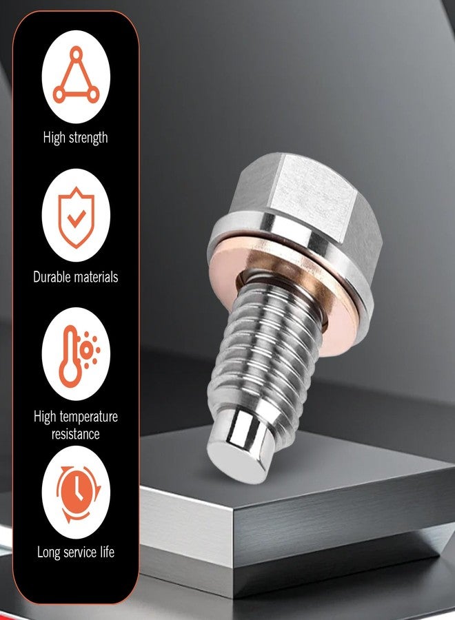 Damwot M12 x 1.75 Magnetic Oil Drain Plug, Magnetic Stainless Steel Oil Pan Drain Nut Bolt with 5 PCS Copper Crush Washer Anti Leakage, Universal Leak-proof Replacement,Fits Most Cars, Motorcycles, Boats - Image 3