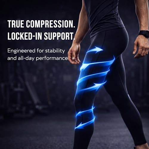 CompressionZ Men's Compression Pants for Workout, Sports | Base Layer Running Tights Leggings(Gray, Large) - Image 3