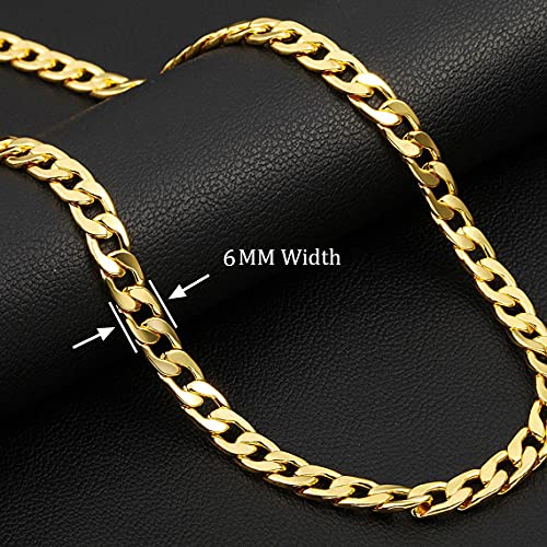 NUZON 18K Gold Plated Cuban Curb Chain Necklace for Women Men 6MM Flat Chunky Miami Link Chain Choker Necklaces Statement Costume Jewelry for Her 18'' - Image 5