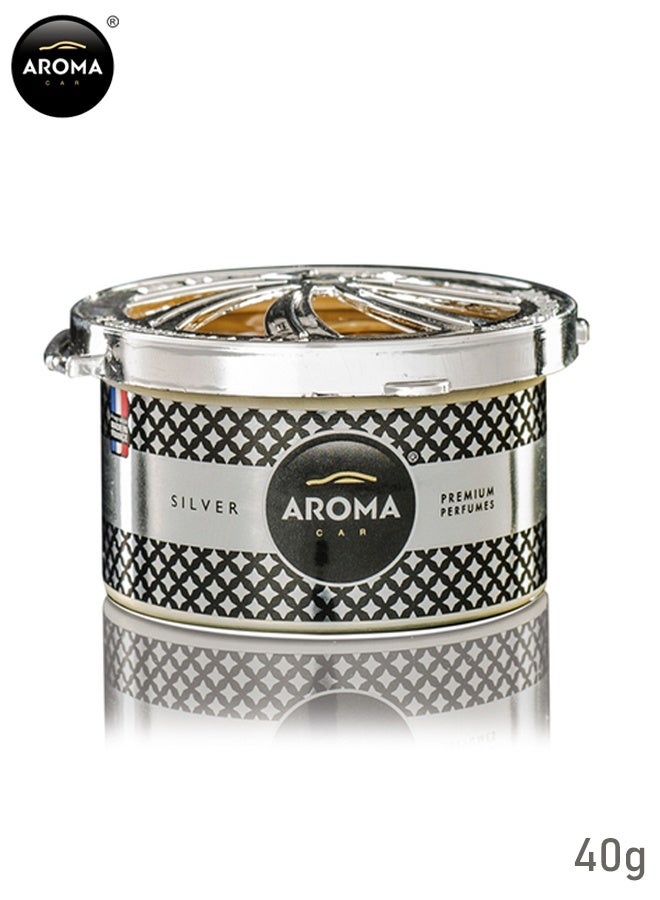 أروما معطر جو فضي للوحة قيادة السيارة - عطر جل يدوم طويلاً لداخل السيارة، كثافة عطر قابلة للتعديل، تصميم مانع للتسرب، انتعاش يدوم حتى 60 يومًا، مزيل للروائح للوحة قيادة السيارة أو حامل الأكواب، رائحة آمنة وخالية من الغازات، عطر سيارة فاخر 40 جرام - Image 1