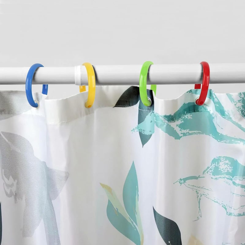 Qulable Colorful Shower Curtain Hooks - 12 Pcs Circular Plastic Shower Curtain Rings for Bathroom - O Shaped Rainbow Color Shower Hooks Rings for Shower Curtain Rod - Image 5