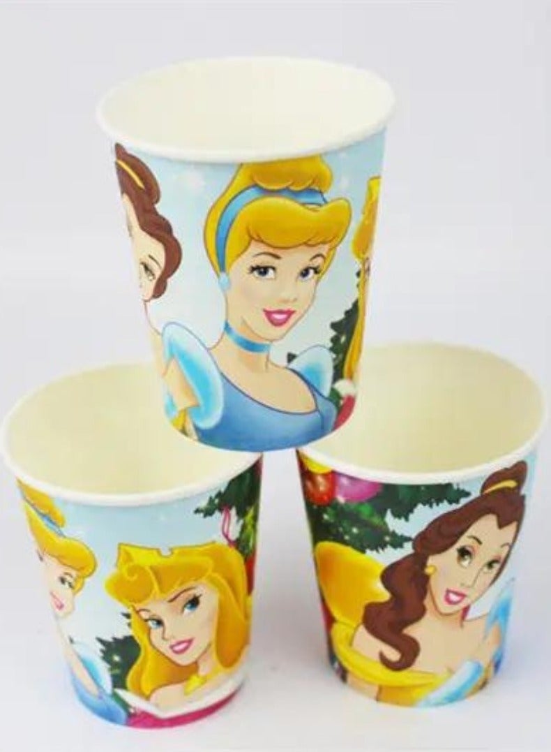 ريمي بيلا 180 قطعة لوازم حفلات اعياد الميلاد بتصميم الأميرات، مجموعة ادوات مائدة الكل في واحد تتضمن اطباق واكواب ومناديل ولافتة وما الى ذلك، لوازم حفلات بطابع الأميرات للبنات - Image 4