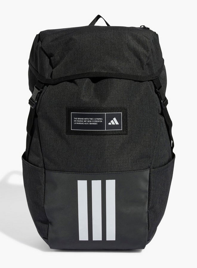 Adidas حقيبة ظهر مدرسية بطباعة شعار مع أحزمة كتف وإغلاق بكلة جانبية - Image 1