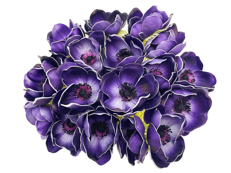 LebriTamFa 5Pcs Artifical Real Touch PU Anemone Flower Bouquet Room Home Decor (Purple) - Image 2