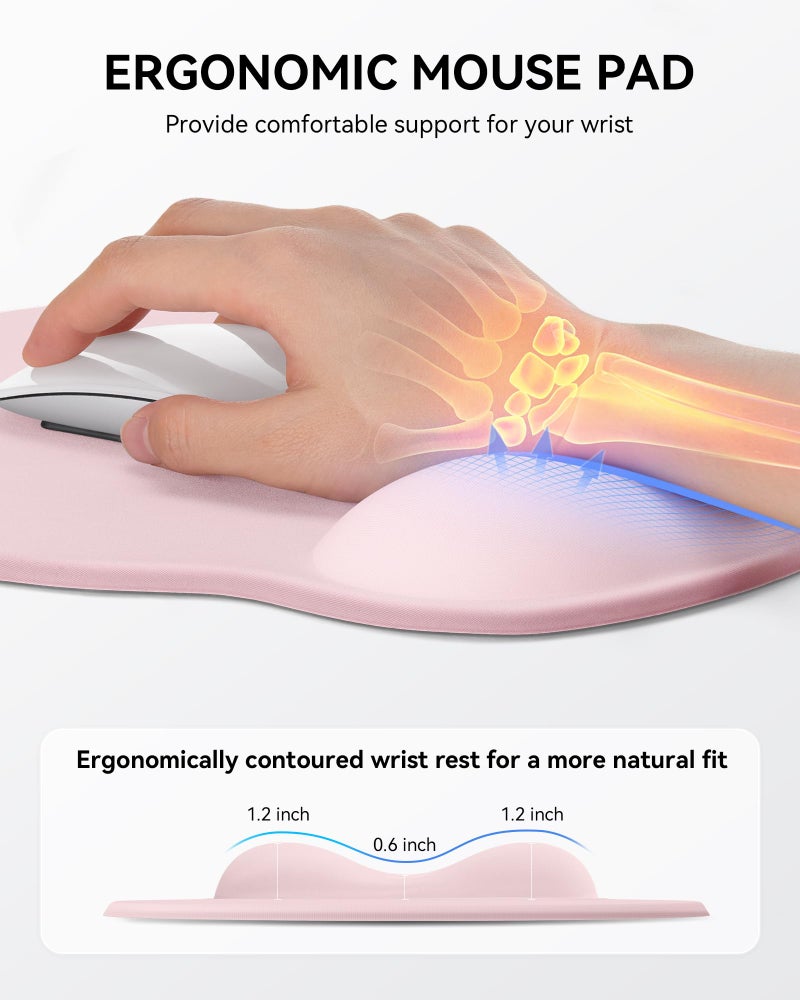 Laborio Mouse Pad with Wrist Rest, Ergonomic Mouse Pads for Desk, Office Non-Slip Mousepad with Gel Wrist Support(Light Pink, 10.6''L x 9''W) - Image 3