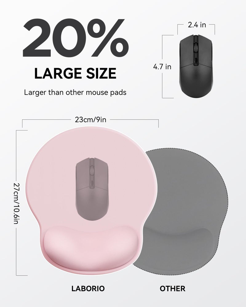 Laborio Mouse Pad with Wrist Rest, Ergonomic Mouse Pads for Desk, Office Non-Slip Mousepad with Gel Wrist Support(Light Pink, 10.6''L x 9''W) - Image 2