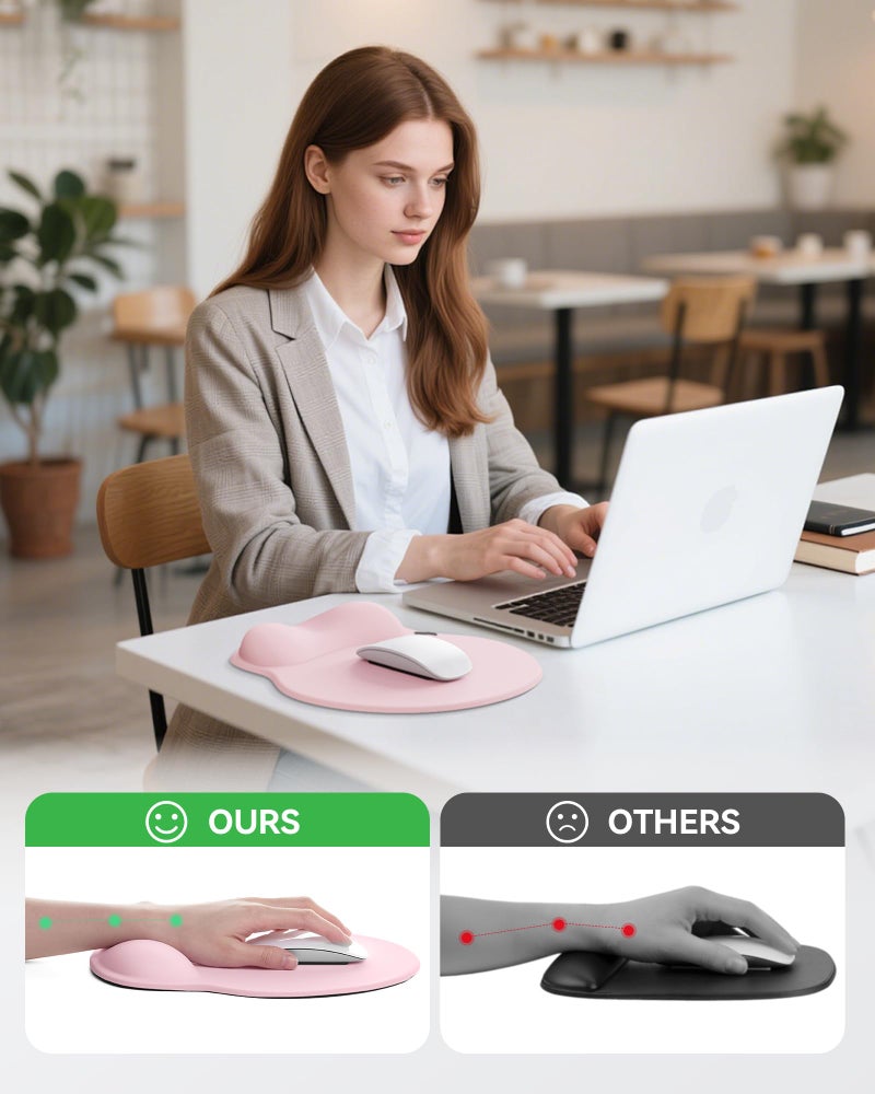 Laborio Mouse Pad with Wrist Rest, Ergonomic Mouse Pads for Desk, Office Non-Slip Mousepad with Gel Wrist Support(Light Pink, 10.6''L x 9''W) - Image 5