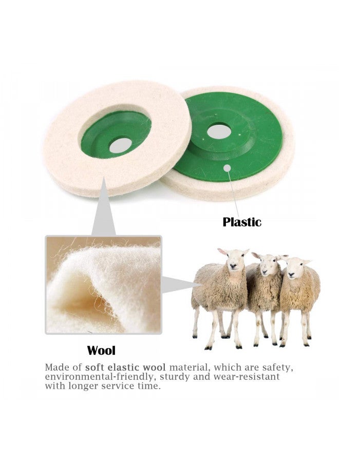 Keadic قرص تلميع صوف كيديك 10 قطع 4 بوصة، قرص صوف شعري 100 مم لآلة الطحن الزاوية 100، قرص صوف أخضر لتلميع وتلميع المعادن والرخام والخشب - Image 2