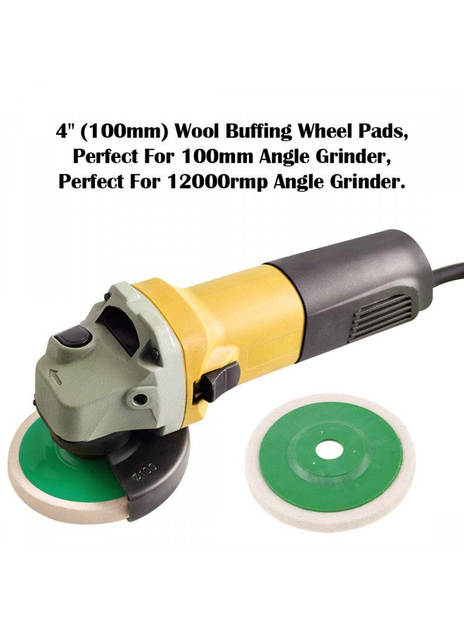 Keadic قرص تلميع صوف كيديك 10 قطع 4 بوصة، قرص صوف شعري 100 مم لآلة الطحن الزاوية 100، قرص صوف أخضر لتلميع وتلميع المعادن والرخام والخشب - Image 3
