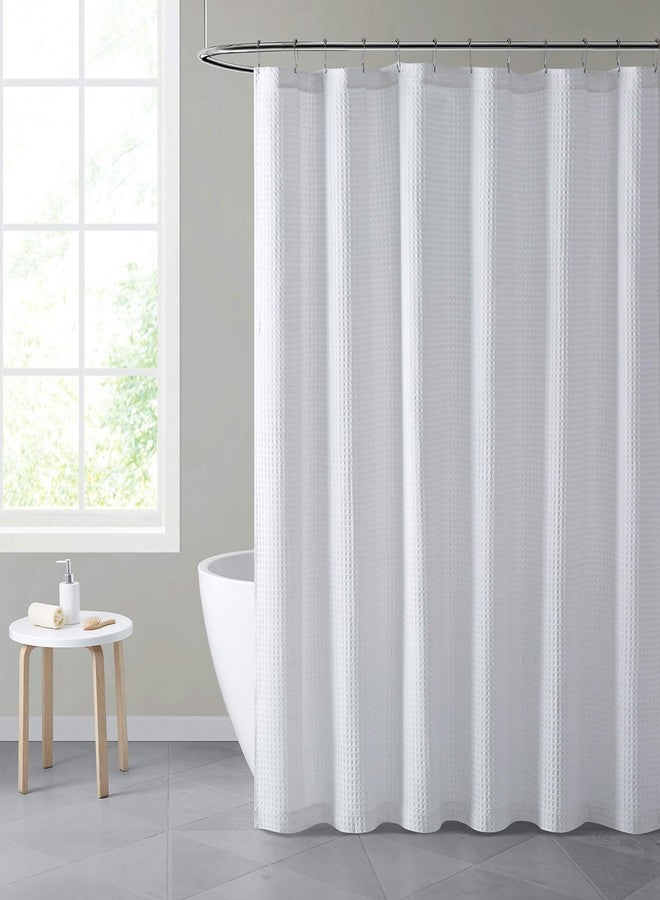 GoodGram Hotel Premium Cotton Blend Waffle Weave Fabric Shower Curtain - Assorted Colors (White) - Image 1