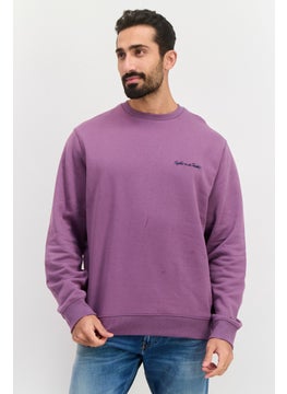 Lyle & Scott Men Crew Neck Long Sleeve Embroidered Sweatshirt, Light Purple  - Image 1
