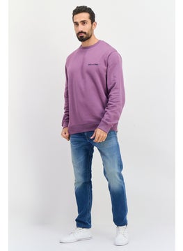 Lyle & Scott Men Crew Neck Long Sleeve Embroidered Sweatshirt, Light Purple  - Image 4