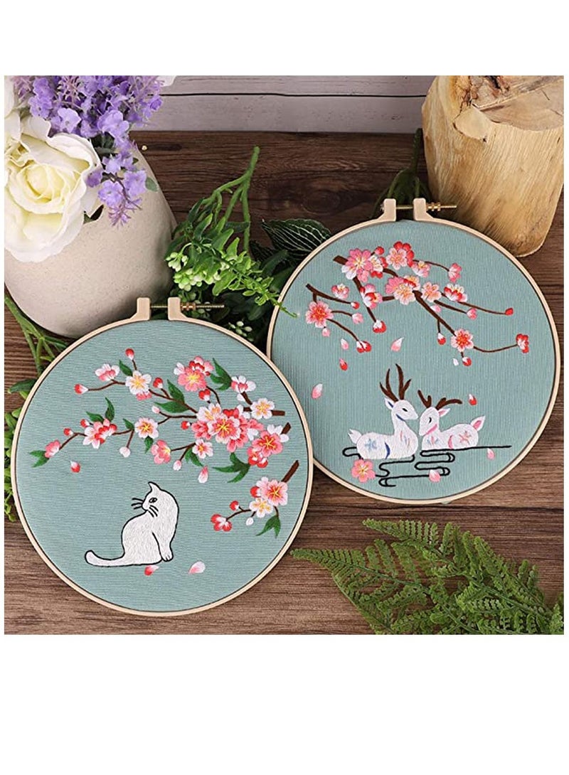 KASTWAVE Embroidery Kits with Pattern for Beginners Starter, Full Range of Stamped Cross Stitch Kit with Embroidery Hoop, Embroidery Clothes with Deer Pattern, Thread, Scissor - Image 3