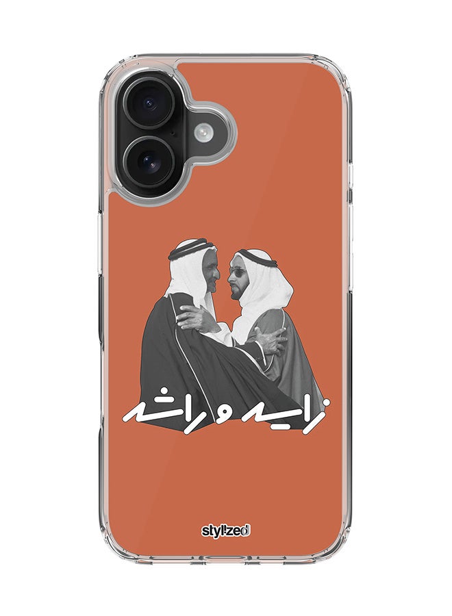 Stylizedd for iPhone 16 Case [Compatible with MagSafe] Slim Magnetic cover Clear Phone Case - Sheikh Zayed And Sheikh Rashid, Orange - Image 1