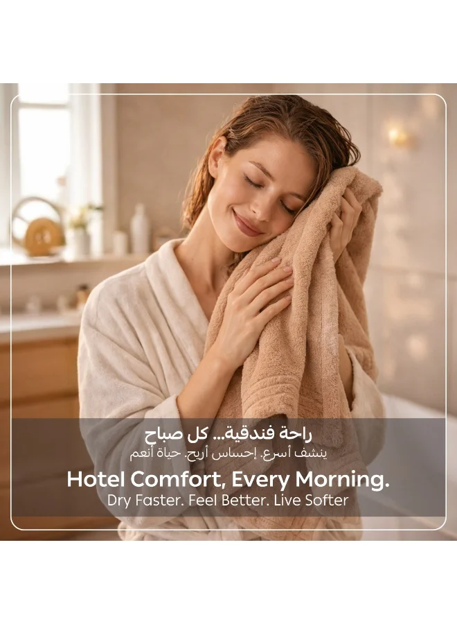 Donetella Beige Bath Towel (2 Pack, 70 X 140 cm) - Microfiber 330 GSM - Super Soft, Highly Absorbent, Quick Drying Thick Bathroom Towels - Soft Hotel Quality for Bath and Spa  | Best Price UAE