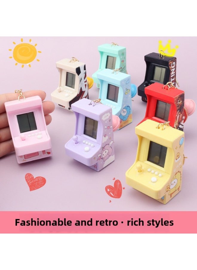 Generic - Mini Handheld Arcade Tetris Game Machine Toy Nostalgic Classic Slot Machine Ornaments Gift-Color:Yellow Square Arcade-desktop - Image 1