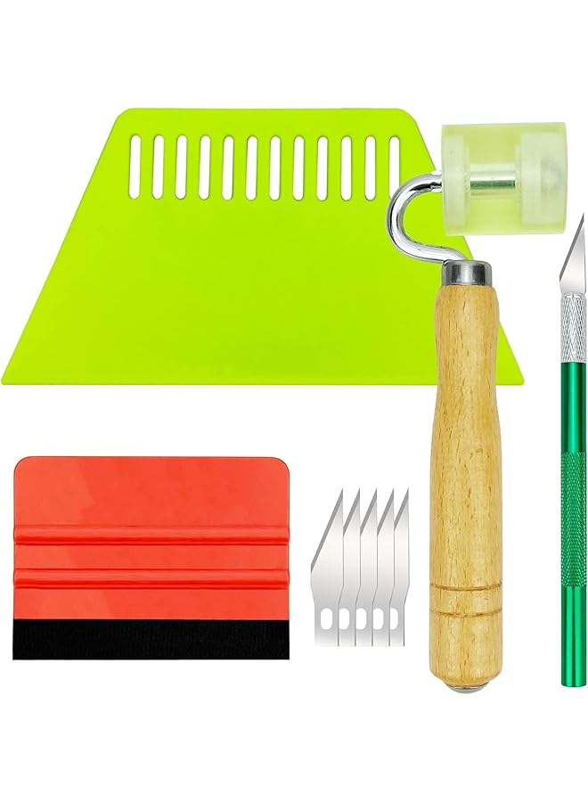 PROMASS promass Wallpaper Smoothing Tool Kits, Multi-Function Smoothing Tool Set for Peel and Stick Adhesive Contact Paper Vinyl Window Tint Film Car Wrap with Seam Roller Scraper Felt Squeegee Trimming Tool  - Image 1