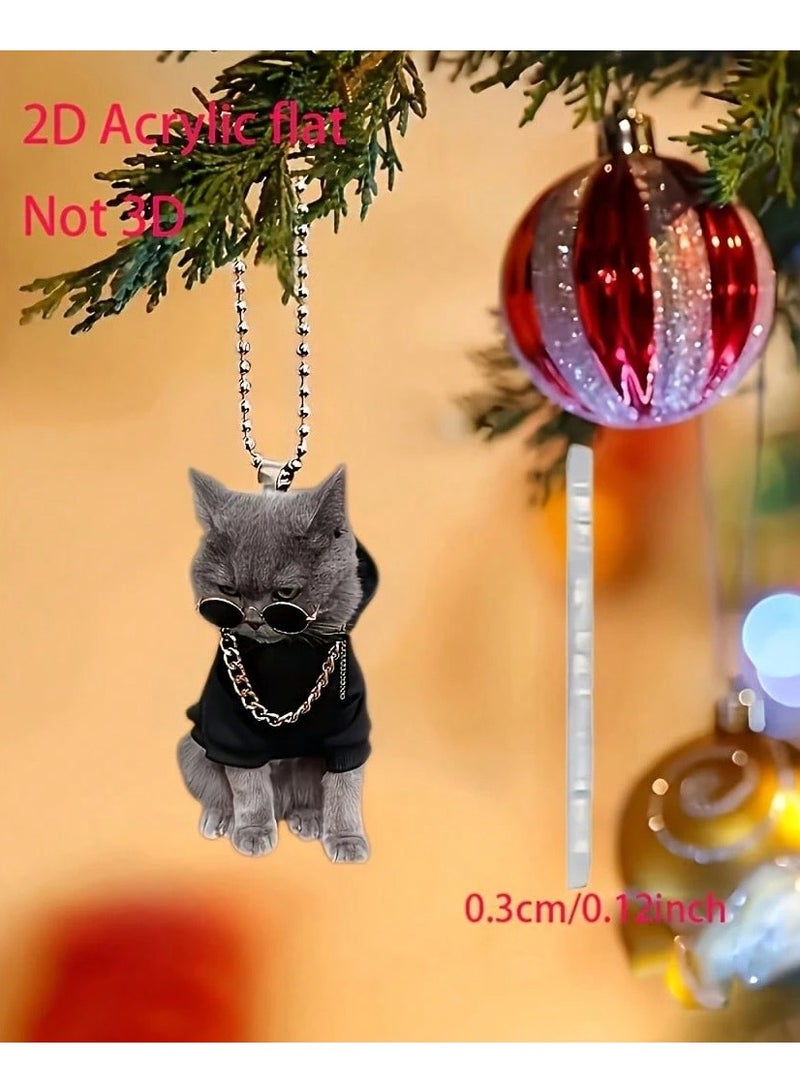 Car Rearview Mirror Hanging Decoration with Stylish 2D Flat Acrylic Cat Design - 1 Piece - Image 3