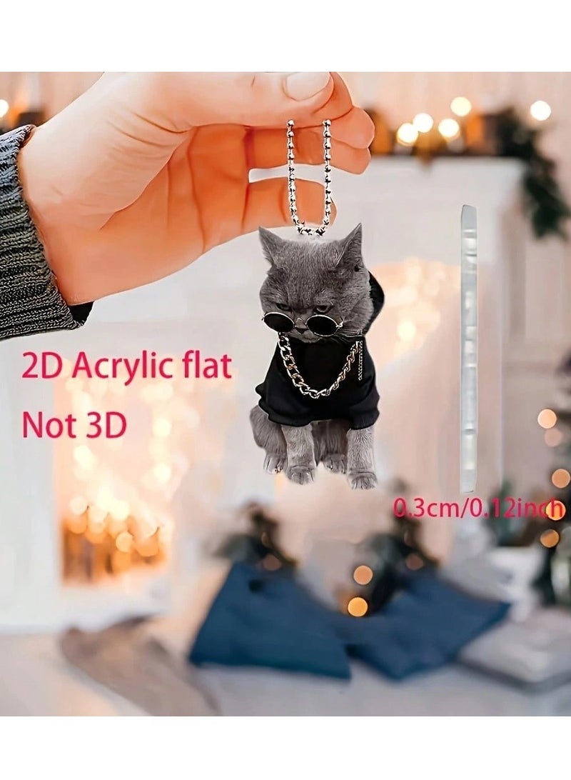 Car Rearview Mirror Hanging Decoration with Stylish 2D Flat Acrylic Cat Design - 1 Piece - Image 4