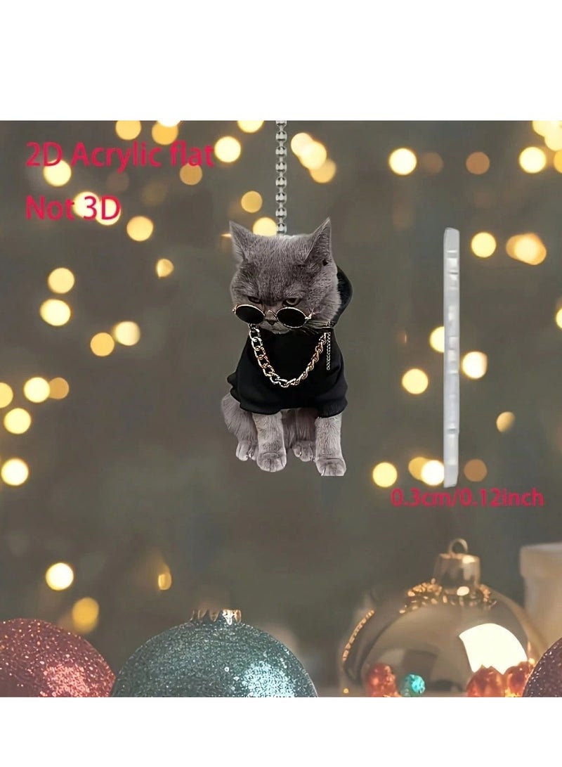 Car Rearview Mirror Hanging Decoration with Stylish 2D Flat Acrylic Cat Design - 1 Piece - Image 5