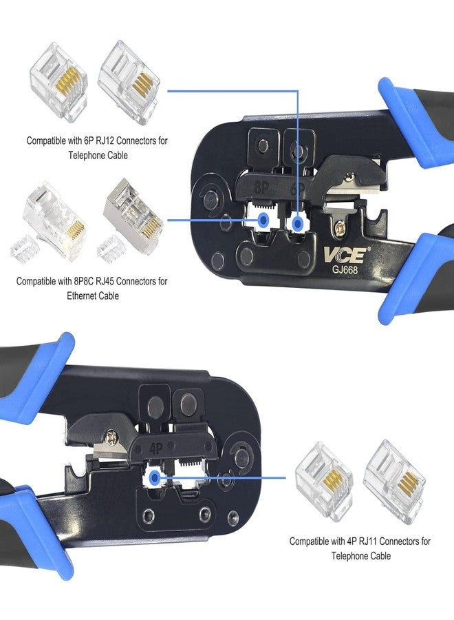 NewGet Crimping Tool (Modualer Tool 2 in1 tool) RJ45 Tool for Ethernet Crimp Tool,Cat5 Cat5e Cat6 Crimping for UTP 8P/RJ45 and 6P/RJ12 4P/RJ11 connectors Network wire Crimper Cutter Stripper - Image 4