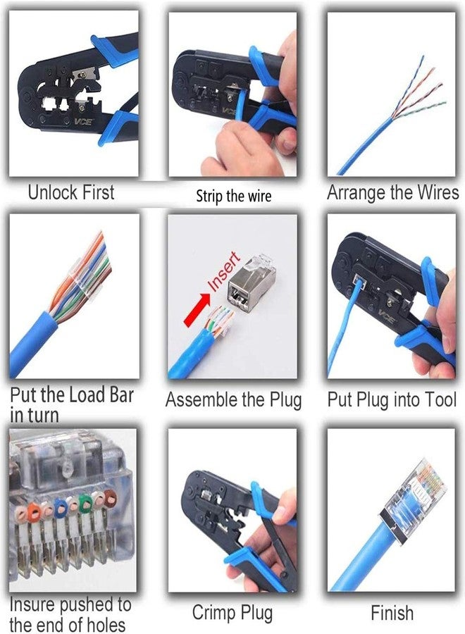 NewGet Crimping Tool (Modualer Tool 2 in1 tool) RJ45 Tool for Ethernet Crimp Tool,Cat5 Cat5e Cat6 Crimping for UTP 8P/RJ45 and 6P/RJ12 4P/RJ11 connectors Network wire Crimper Cutter Stripper - Image 5