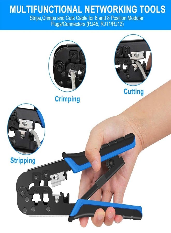 NewGet Crimping Tool (Modualer Tool 2 in1 tool) RJ45 Tool for Ethernet Crimp Tool,Cat5 Cat5e Cat6 Crimping for UTP 8P/RJ45 and 6P/RJ12 4P/RJ11 connectors Network wire Crimper Cutter Stripper - Image 2