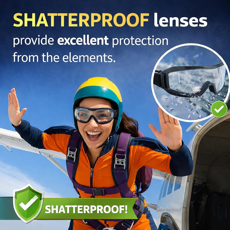 Global Vision 2 Goggles for Motorcycle Riding and Skydiving - Clear & Smoke Lenses - Image 4